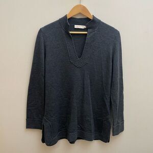 Tory Burch Lizzie Wool Tunic Sweater Womens L Gray Merino